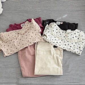 Zara Bundle Tops and Pants Set - Pink, Cream, Black